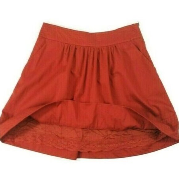 Odille Anthropologie Great Escape Burnt Orange Mini Skirt Women's Size 8P Petite - Picture 5 of 11
